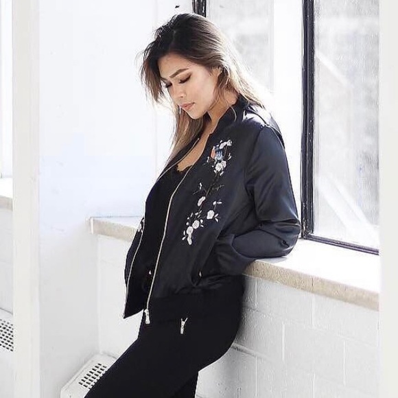 Satin Embroided Bomber Jacket - Picture 4 of 4